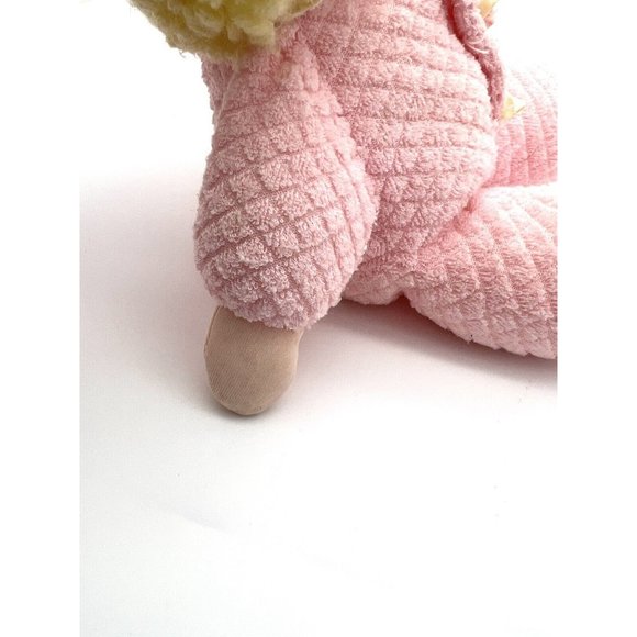Vintage Eden Doll Plush Curly Blonde Rose Terry Cloth Waffle Weave Rare  - Picture 6 of 7